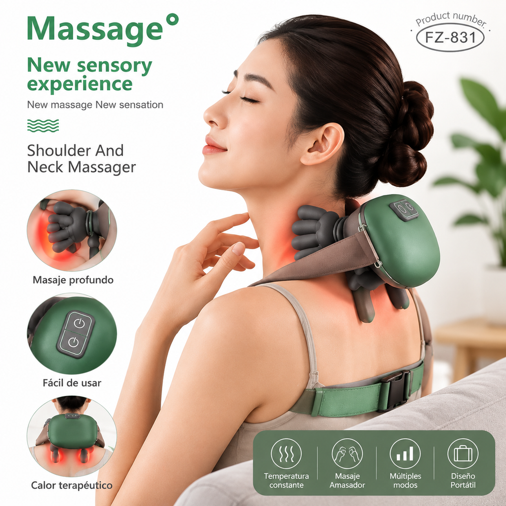 Masajeador Cervical y de Hombros 3D con Calor Terapéutico