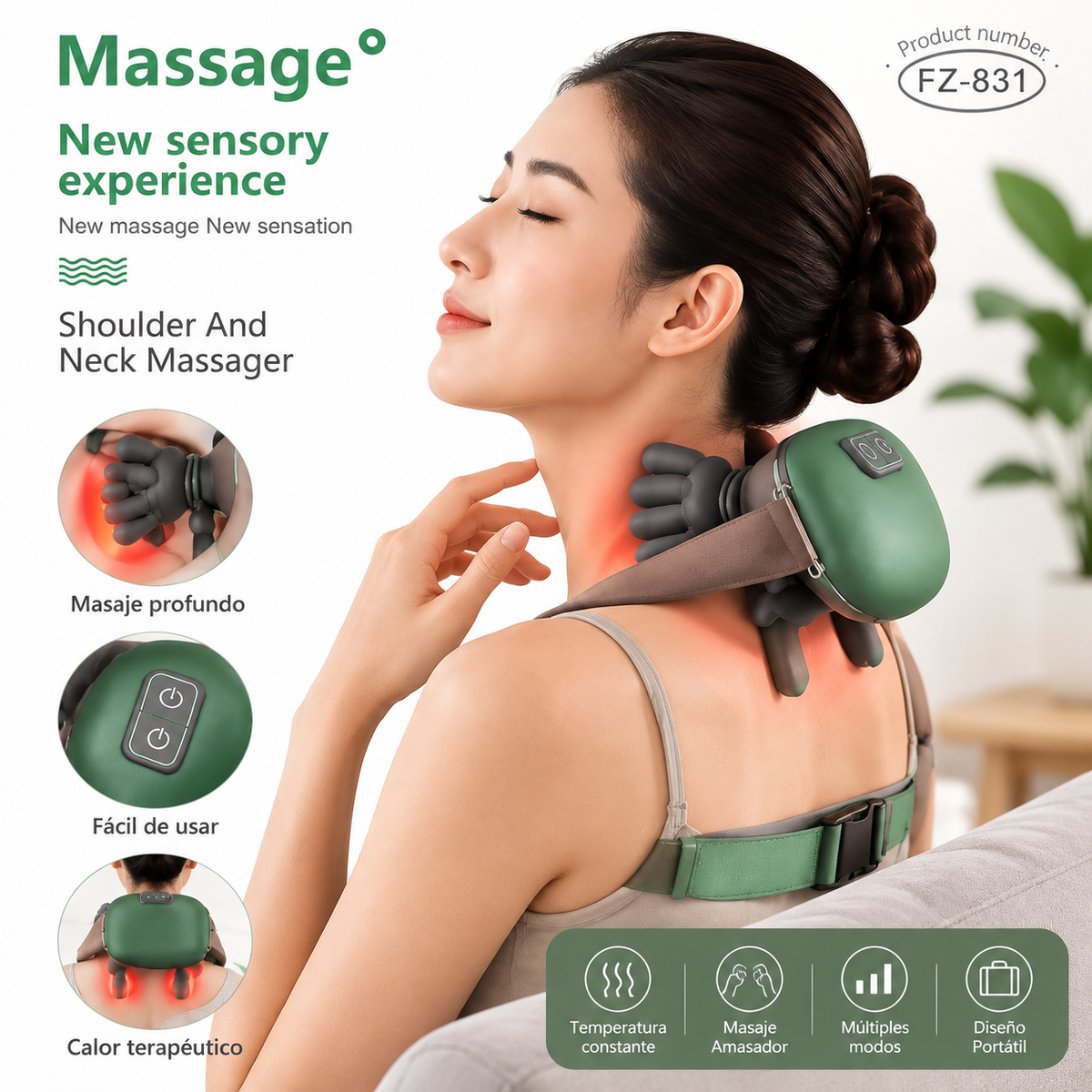 Masajeador Cervical y de Hombros 3D con Calor Terapéutico