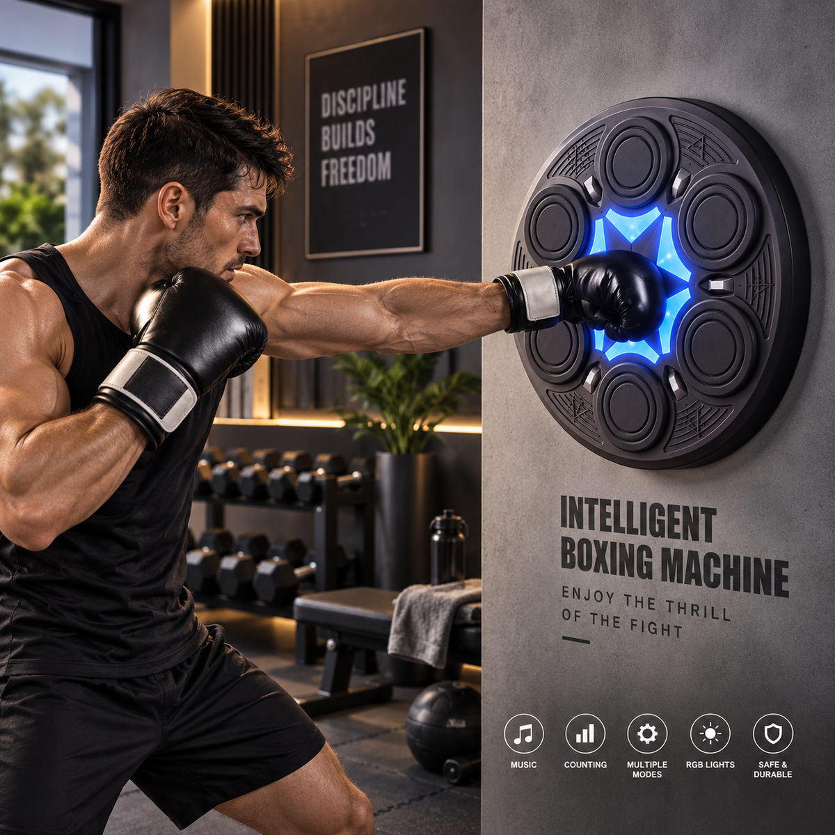 Máquina de Boxeo Inteligente con Luces LED