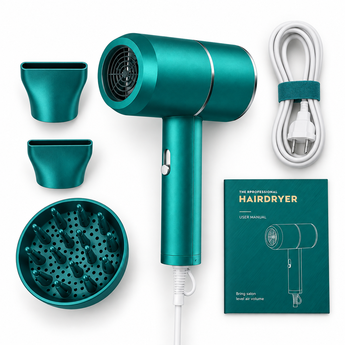 Secador de cabello profesional Hairdryer diseño turquesa