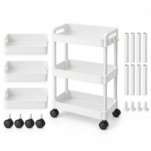 Carrito organizador multifuncional de 3 niveles con ruedas