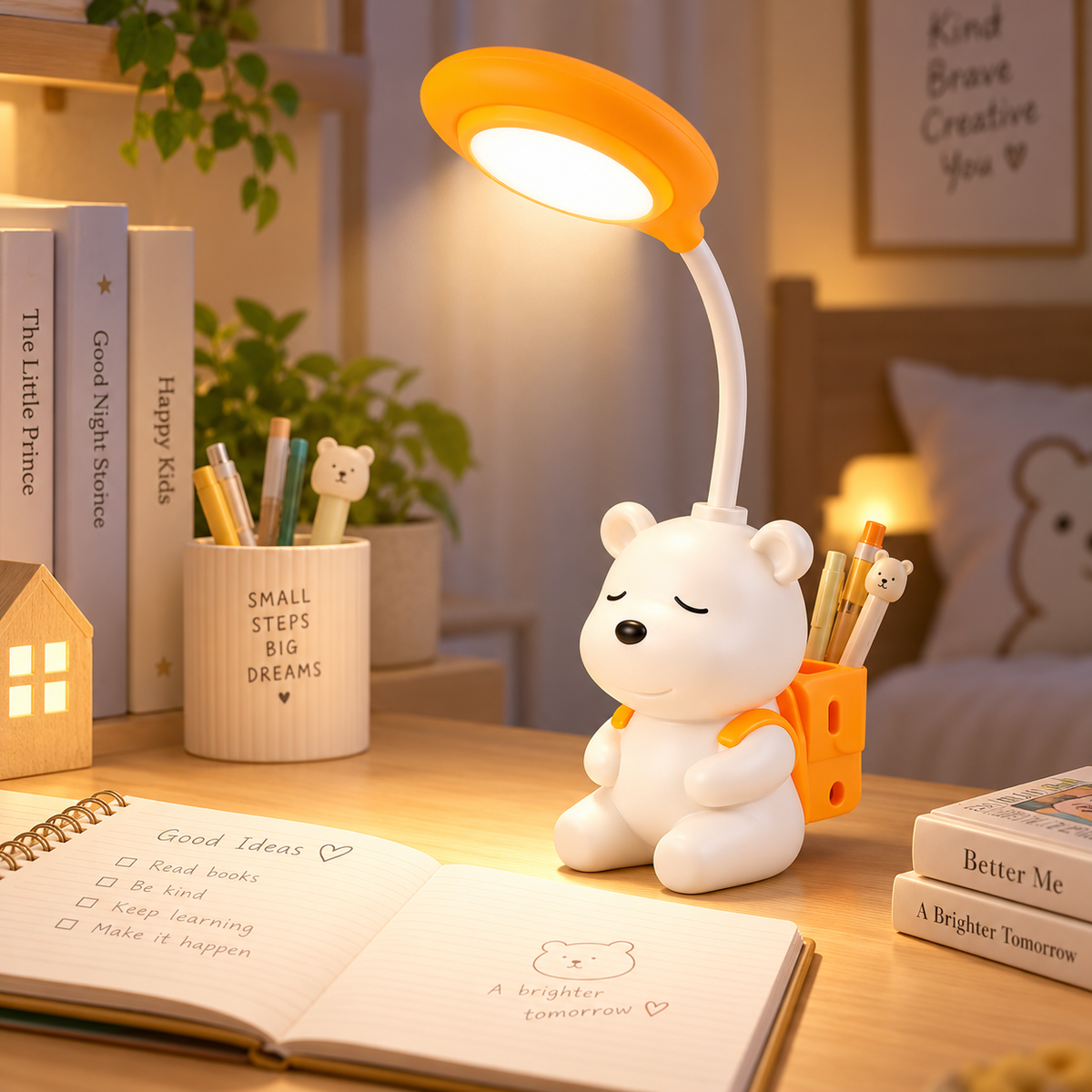 Lámpara LED de escritorio recargable con diseño de oso infantil